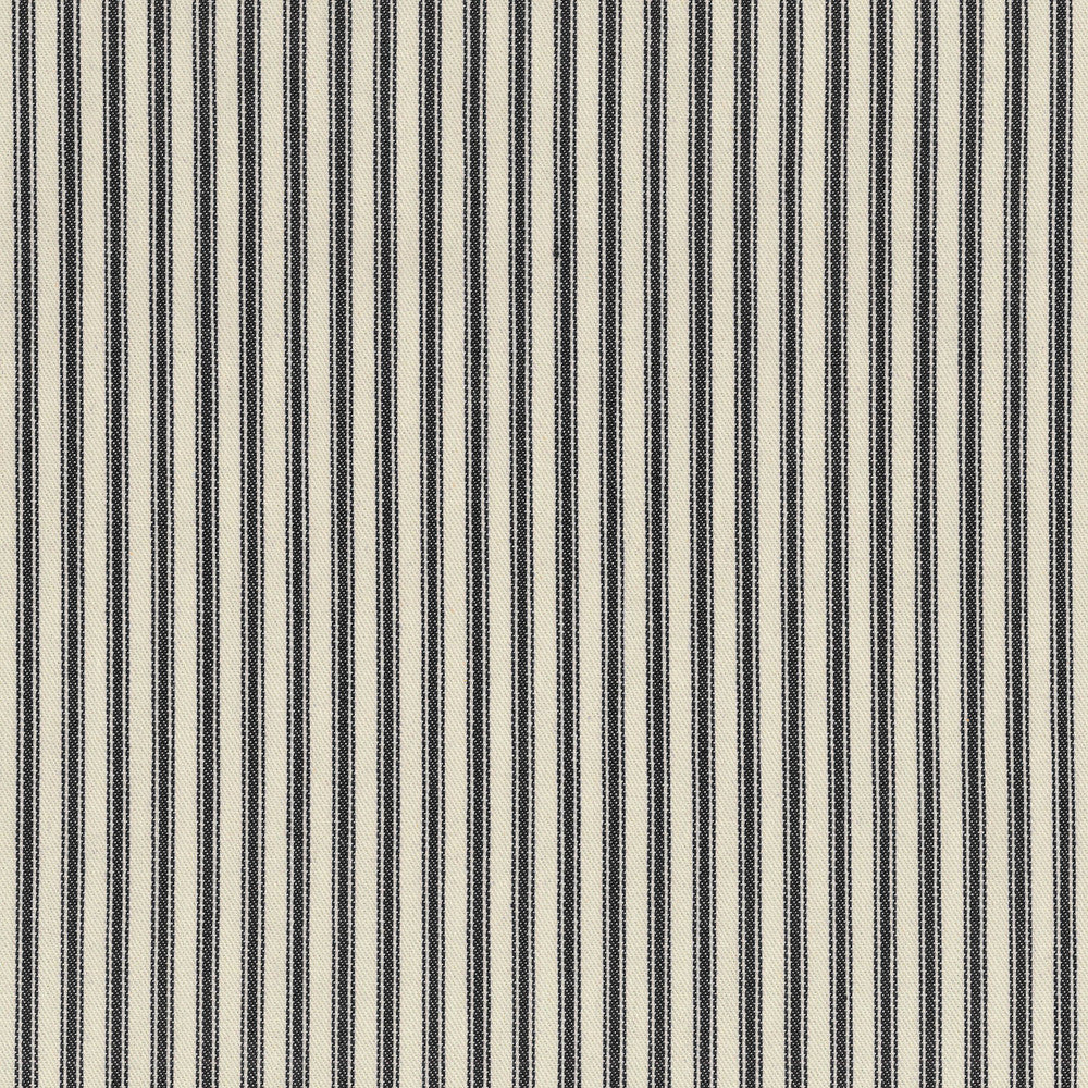 Timeless Ticking Black 668082 by Waverly Fabric CLASSIC COMPANIONS 100% Cotton U.S.A. Wyzenbeek 15,000 Horizontal: 0.38" and Vertical: 1.00" 54" - Fabric Carolina -