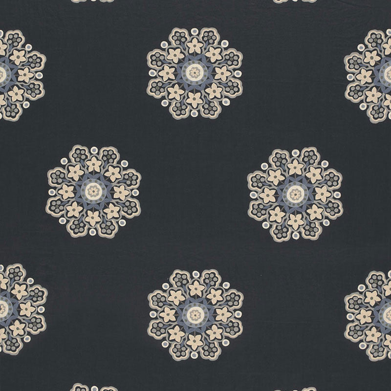 Chennai Linen Embroidery Midnight 66820 by Schumacher Designer Fabric CLASSIC WOVENS See Sample INDIA . </p><p>Repeat: Horizontal: 12 7/8" (33CM) and Vertical: 31 1/2" (80CM) 51 5/8" WIDE (131CM) - Swanky Fabrics -