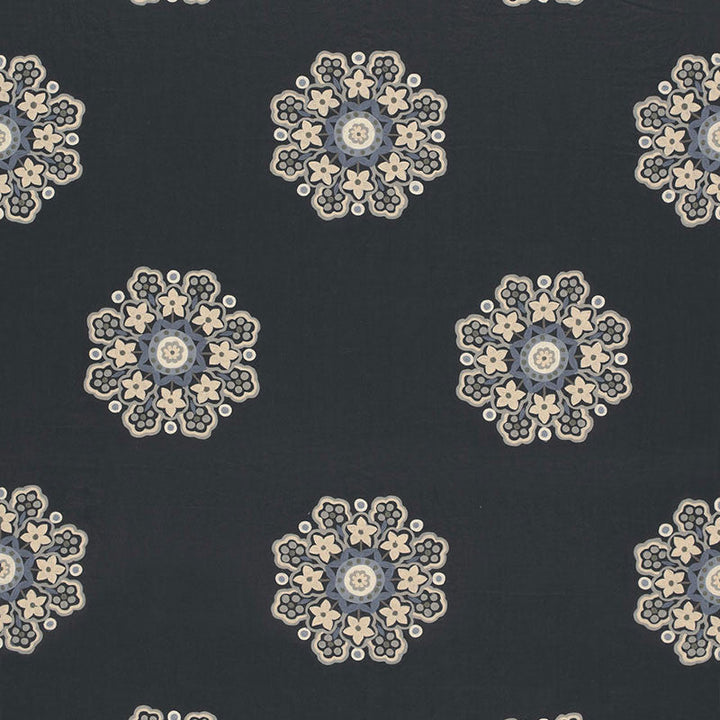 Chennai Linen Embroidery Midnight 66820 by Schumacher Fabric Schumacher Fabric Chennai Linen Embroidery Midnight 66820Fabric LINEN 64% INDIA </p><p>Repeat: H: HORZ. 12 7/8" (33CM) , V: VERT. 31 1/2" (80CM) 51.625 - Fabric Carolina -