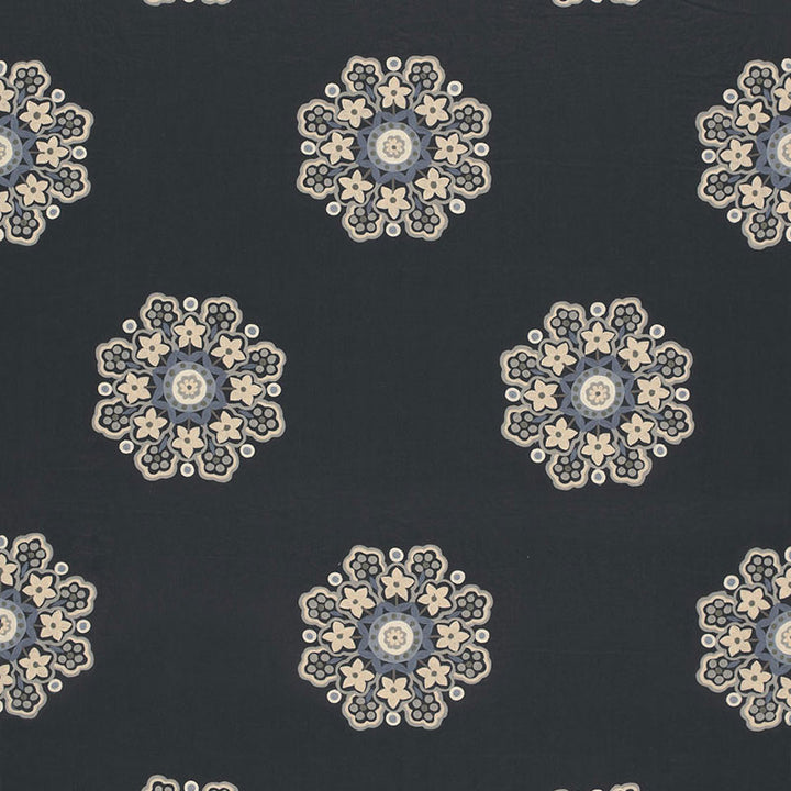 Chennai Linen Embroidery Midnight 66820 by Schumacher Fabric CLASSIC WOVENS See Sample INDIA . </p><p>Repeat: Horizontal: 12 7/8" (33CM) and Vertical: 31 1/2" (80CM) 51 5/8" WIDE (131CM) - Fabric Carolina -