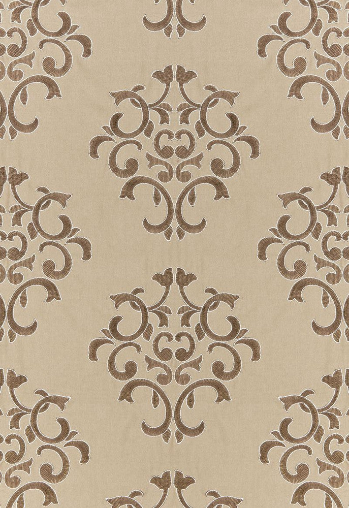Byron Embroidered Wool Buckskin 66831 by Schumacher Designer Fabric COLLECTION-NAME-TBA-66830 42% Wool, 42% Polyester, 16% Spun Martindale 15,000 Horizontal: 12.5 and Vertical: 15 50 - Swanky Fabrics -
