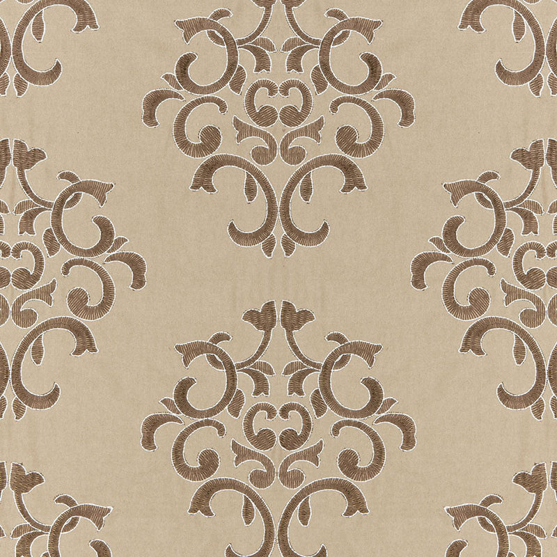 Byron Embroidered Wool Buckskin 66831 by Schumacher Fabric Schumacher Fabric Byron Embroidered Wool Buckskin 66831Fabric WOOL 42% INDIA </p><p>Repeat: H: HORZ. 12 1/2" (32CM) , V: VERT. 15" (38CM) 50 - Fabric Carolina -