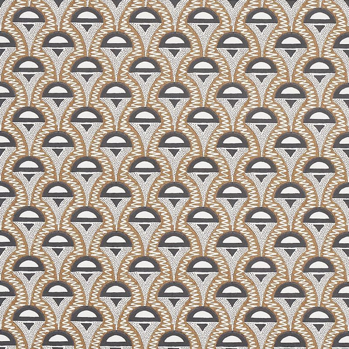 Abelino Camel & Black 5012080 by Schumacher Designer Wallpaper Copacabana 3.0" - Swanky Fabrics -