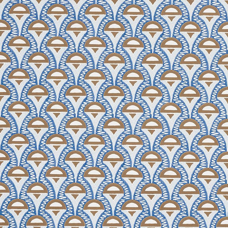Abelino Blue & Brown 5012081 by Schumacher Designer Wallpaper Copacabana 3.0" - Swanky Fabrics -