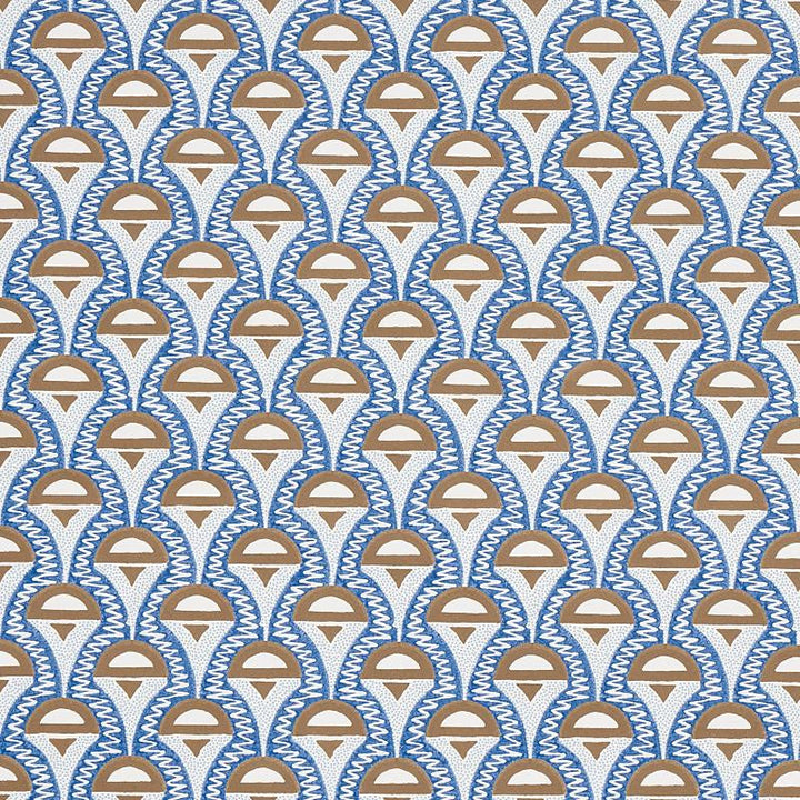 Abelino Blue & Brown 5012081 by Schumacher Designer Wallpaper Copacabana 3.0" - Swanky Fabrics -