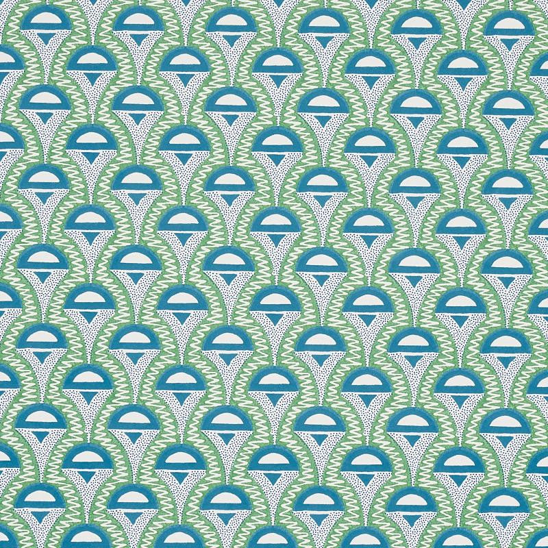 Abelino Green & Peacock 5012082 by Schumacher Wallpaper Copacabana 3.0" - Fabric Carolina -