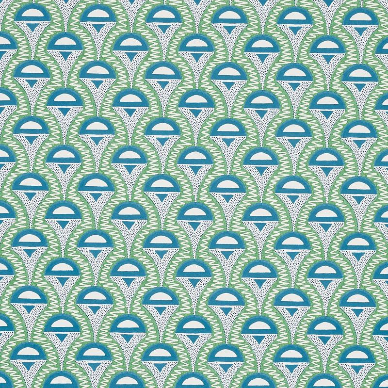 Abelino Green & Peacock 5012082 by Schumacher Designer Wallpaper Copacabana 3.0" - Swanky Fabrics -