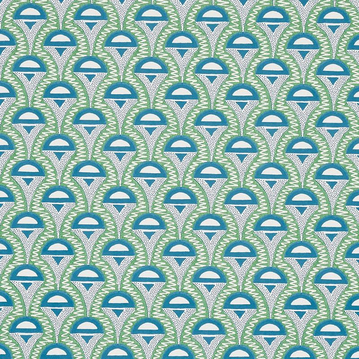 Abelino Green & Peacock 5012082 by Schumacher Designer Wallpaper Copacabana 3.0" - Swanky Fabrics -