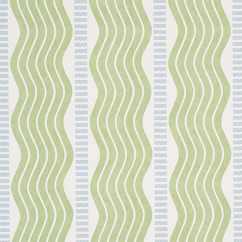 Sina Stripe Green 5012120 by Schumacher Designer Wallpaper Copacabana 13.5" - Swanky Fabrics -