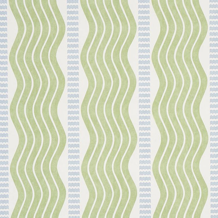 Sina Stripe Green 5012120 by Schumacher Wallpaper Copacabana 13.5" - Fabric Carolina -