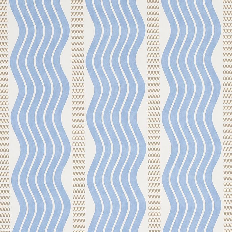 Sina Stripe Blue 5012122 by Schumacher Wallpaper Copacabana 13.5" - Fabric Carolina -