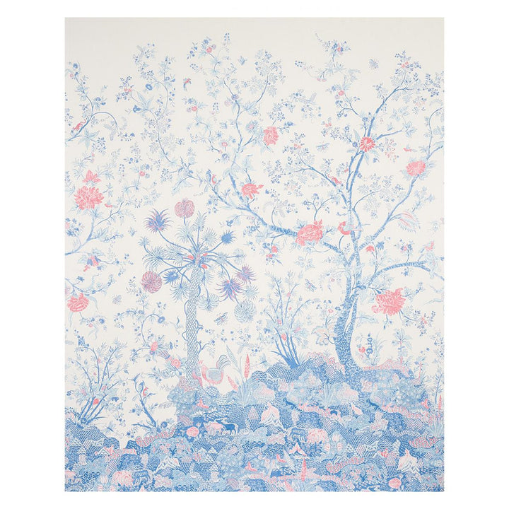 Amaltas Blue & Red 5012330 by Schumacher Wallpaper East Meets West 108.0" - Fabric Carolina -