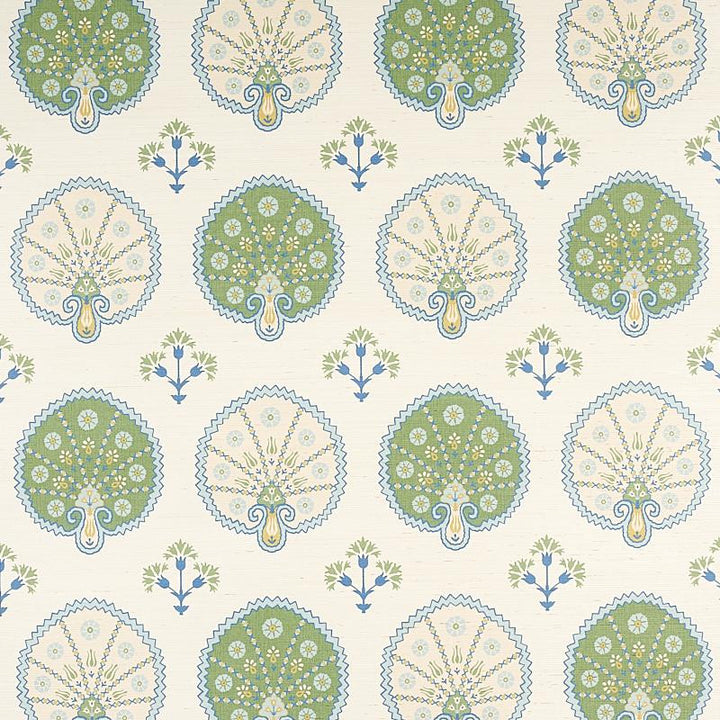 Chamba Crown Sisal Green 5012280 by Schumacher Wallpaper East Meets West 34.0" - Fabric Carolina -