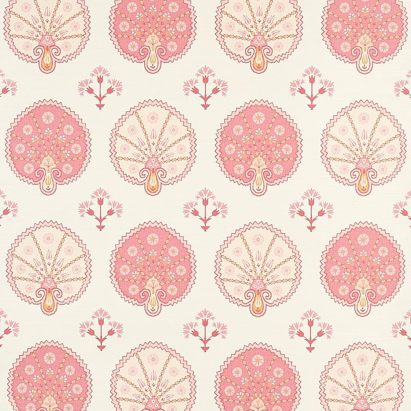 Chamba Crown Sisal Pink 5012281 by Schumacher Designer Wallpaper East Meets West 34.0" - Swanky Fabrics -
