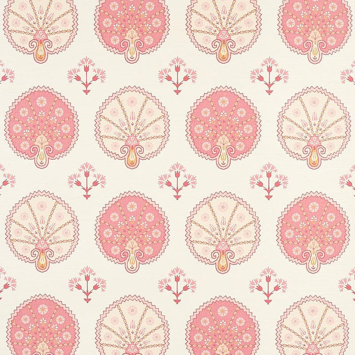 Chamba Crown Sisal Pink 5012281 by Schumacher Designer Wallpaper East Meets West 34.0" - Swanky Fabrics -