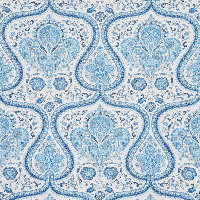 Paisley Court Blue 5012270 by Schumacher Wallpaper East Meets West 13.5" - Fabric Carolina -