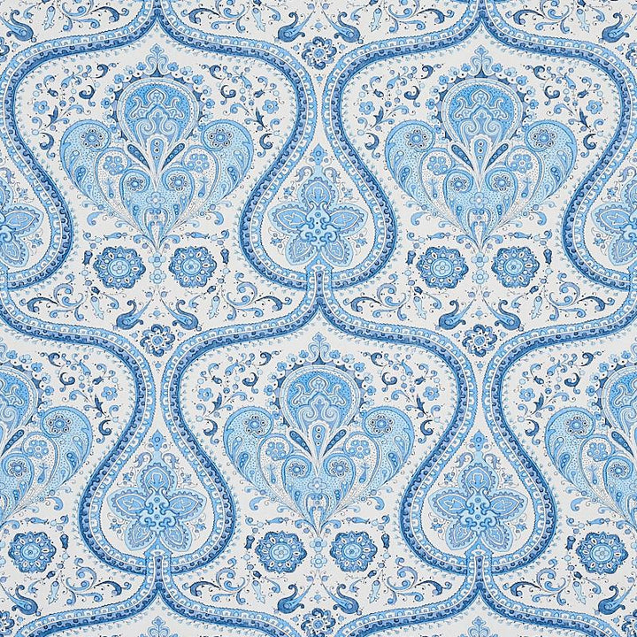 Paisley Court Blue 5012270 by Schumacher Wallpaper East Meets West 13.5" - Fabric Carolina -