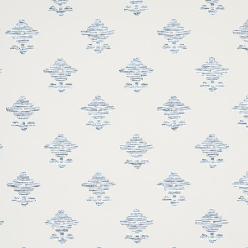 Rubia Blue 5012220 by Schumacher Designer Wallpaper East Meets West 13.5" - Swanky Fabrics -