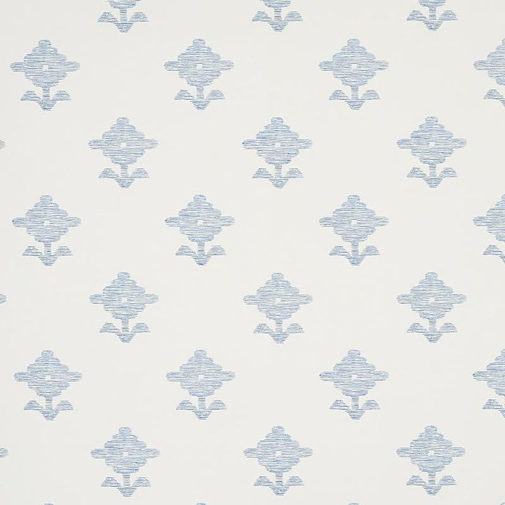 Rubia Blue 5012220 by Schumacher Designer Wallpaper East Meets West 13.5" - Swanky Fabrics -