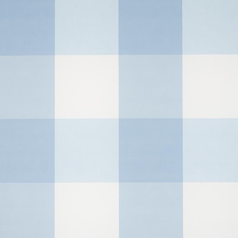 Willa Check Large Chambray 5012350 by Schumacher Wallpaper Plaid Wallcoverings 13.5" - Fabric Carolina -