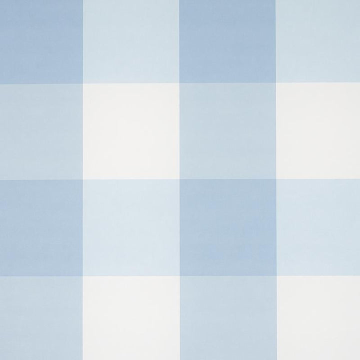 Willa Check Large Chambray 5012350 by Schumacher Wallpaper Plaid Wallcoverings 13.5" - Fabric Carolina -