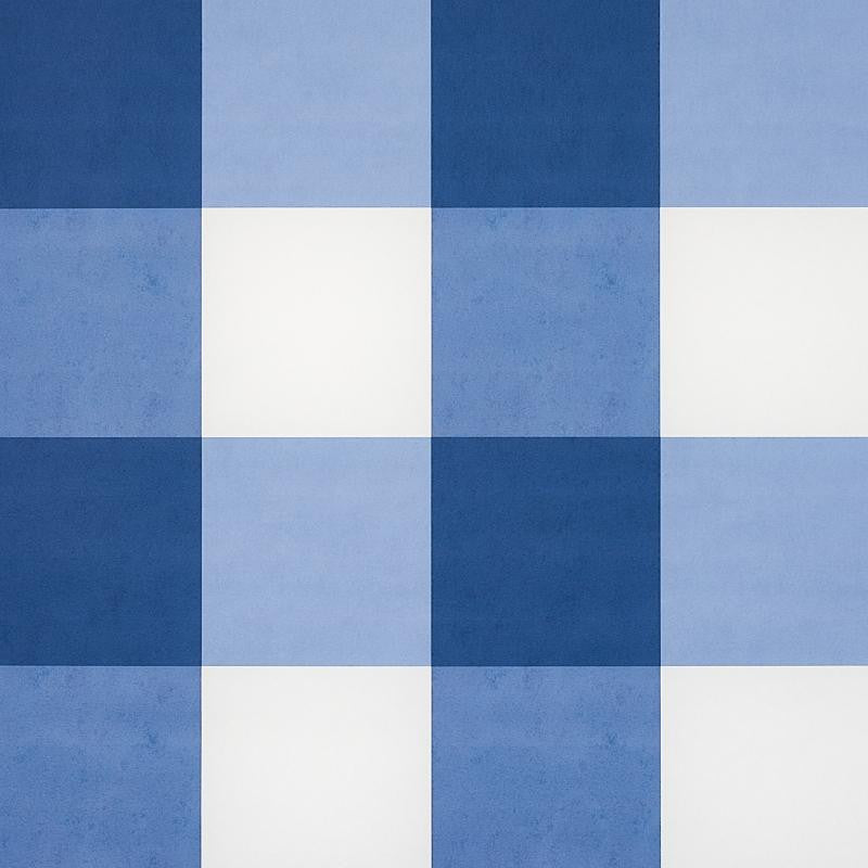 Willa Check Large Navy 5012351 by Schumacher Wallpaper Plaid Wallcoverings 13.5" - Fabric Carolina -