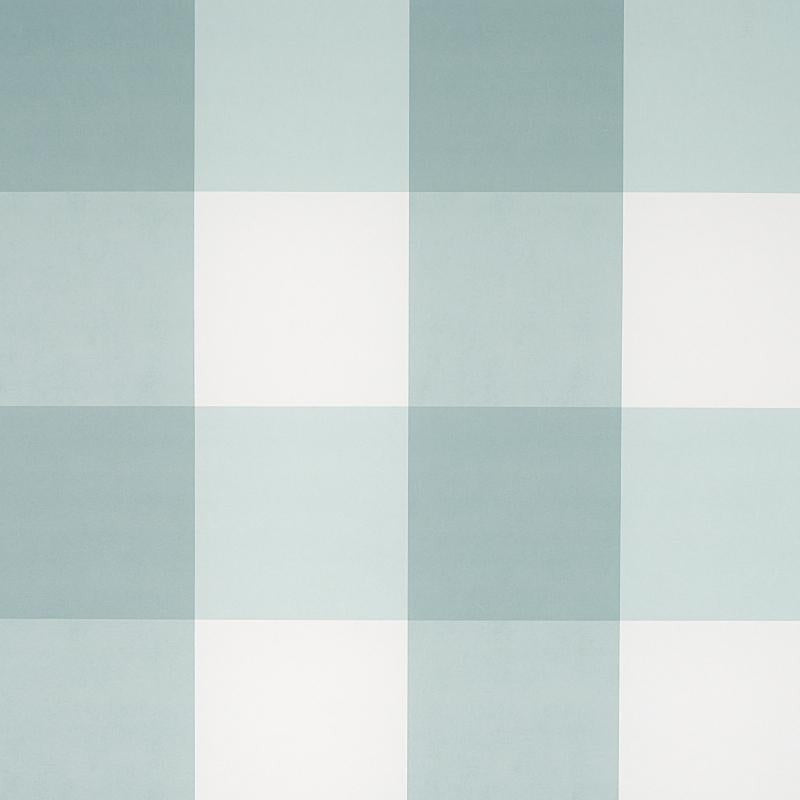 Willa Check Large Seaglass 5012356 by Schumacher Wallpaper Plaid Wallcoverings 13.5" - Fabric Carolina -