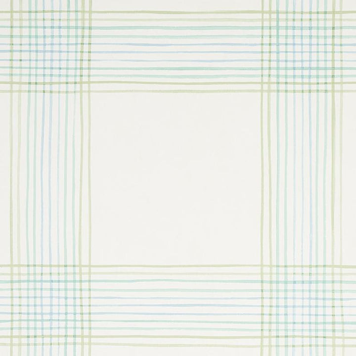 Minerva Plaid Peacock 5012370 by Schumacher Wallpaper Plaid Wallcoverings 27.0" - Fabric Carolina -