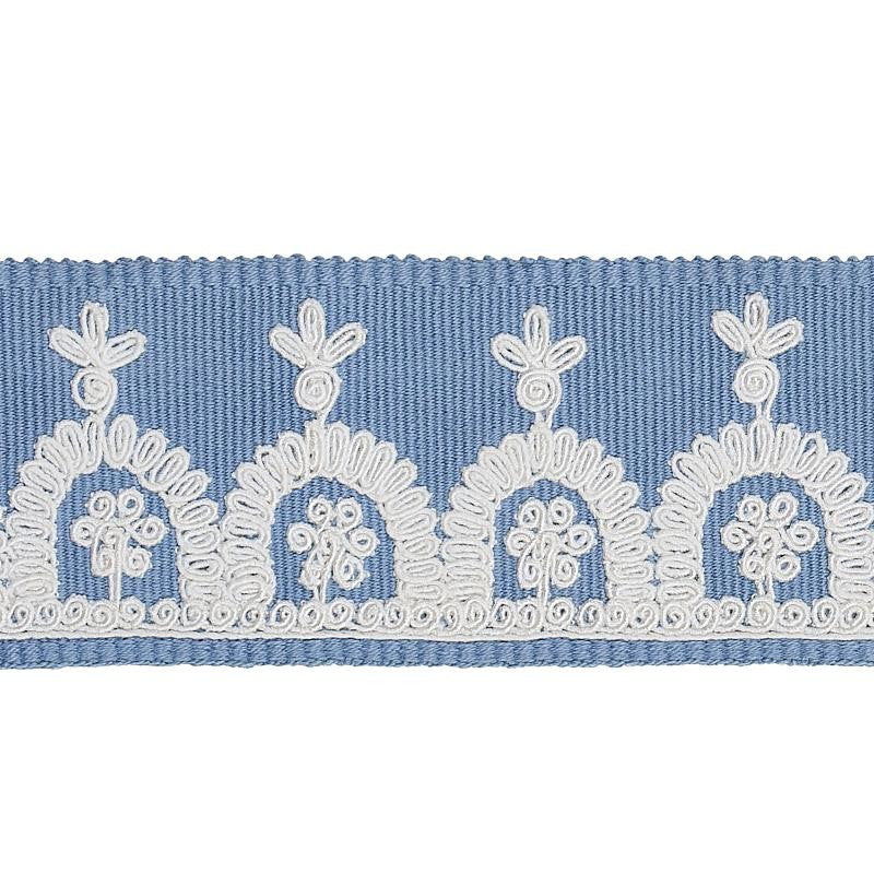 Noelia Embroidered Tape Chambray 74157 by Schumacher Designer Trim East Meets West 1.0" - Swanky Fabrics -