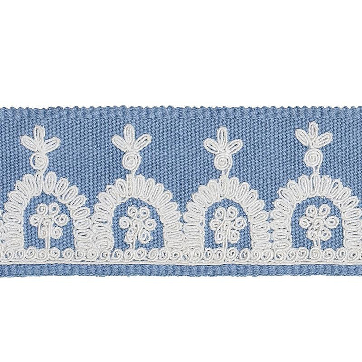 Noelia Embroidered Tape Chambray 74157 by Schumacher Designer Trim East Meets West 1.0" - Swanky Fabrics -