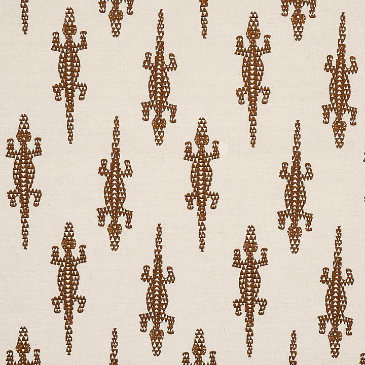 Baracoa Embroidery Brown 80201 by Schumacher Designer Fabric Copacabana 23.6" - Swanky Fabrics -