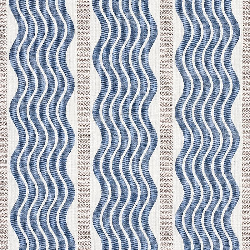 Sina Stripe Blue 79941 by Schumacher Designer Fabric Copacabana 7.0" - Swanky Fabrics -