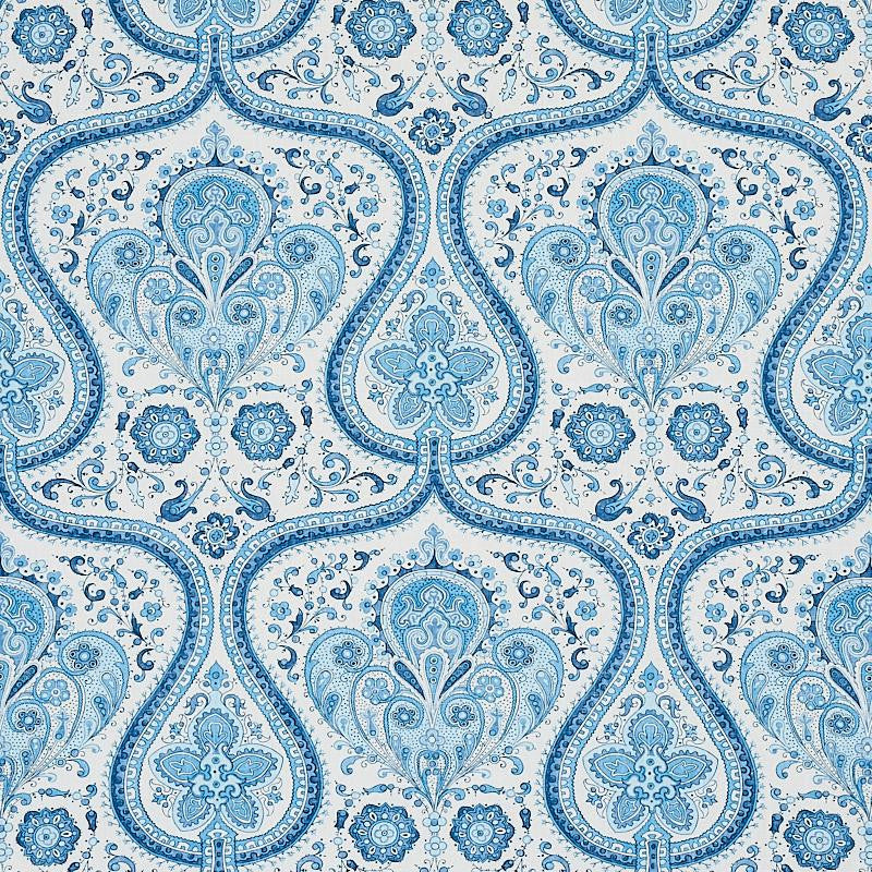 Paisley Court Blue 179860 by Schumacher Designer Fabric East Meets West 13.5" - Swanky Fabrics -