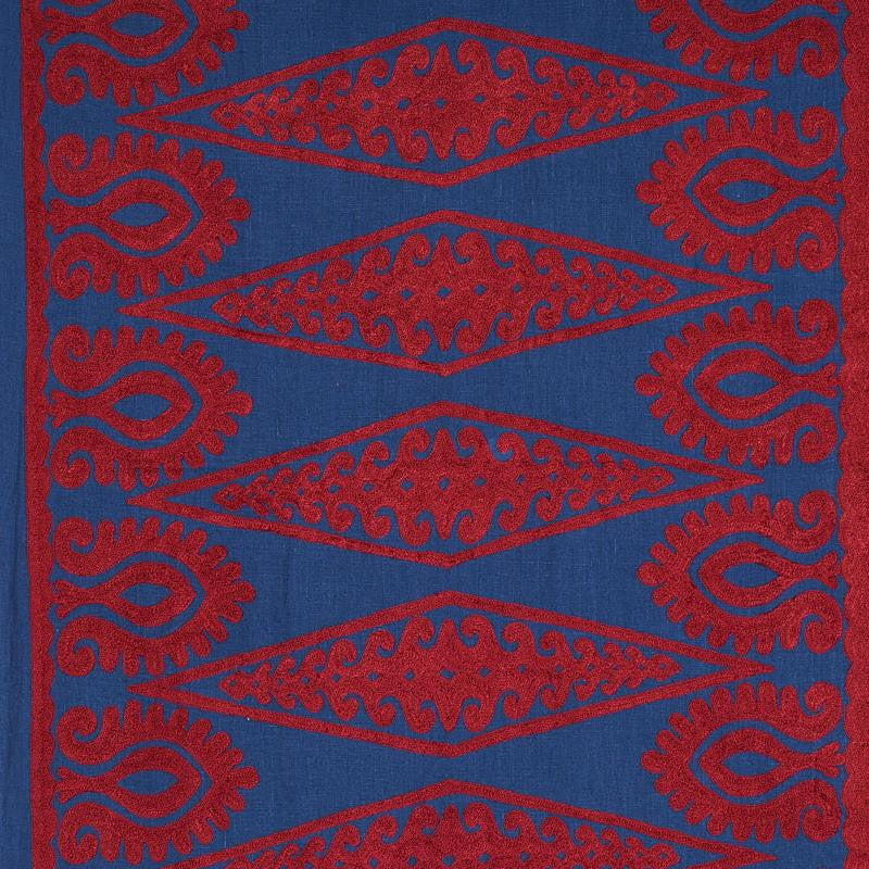 Seema Embroidery Blue & Red 80210 by Schumacher Fabric East Meets West 26.0" - Fabric Carolina -