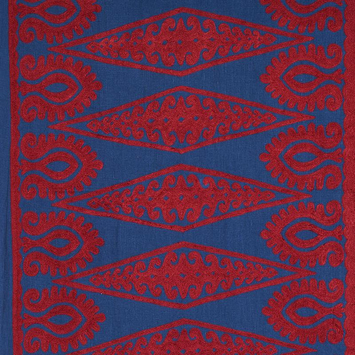 Seema Embroidery Blue & Red 80210 by Schumacher Fabric East Meets West 26.0" - Fabric Carolina -
