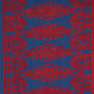 Seema Embroidery Blue & Red 80210 by Schumacher Fabric