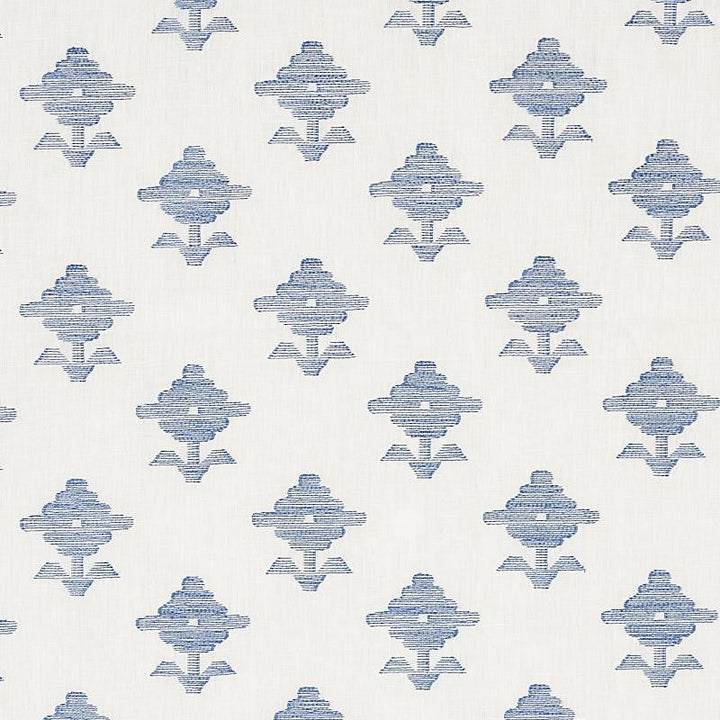Rubia Embroidery Blue 74163 by Schumacher Designer Fabric Easy Elements 6.2" - Swanky Fabrics -