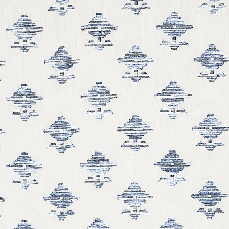 Rubia Embroidery Blue 74163 by Schumacher Fabric Easy Elements 6.2" - Fabric Carolina -