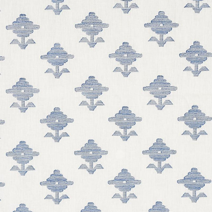 Rubia Embroidery Blue 74163 by Schumacher Fabric Easy Elements 6.2" - Fabric Carolina -