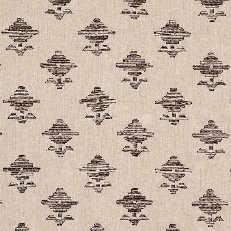 Rubia Embroidery Brown 74165 by Schumacher Fabric Easy Elements 6.2" - Fabric Carolina -