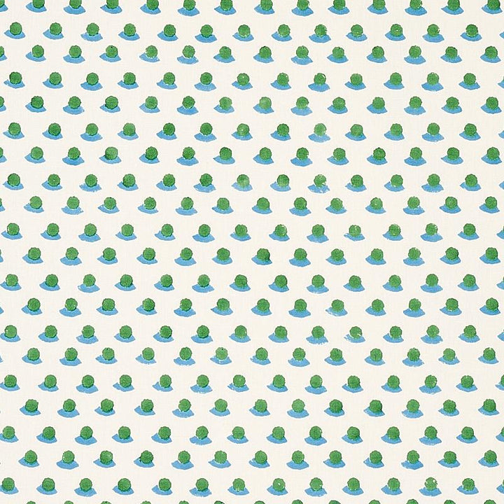 Berry Hand Block Print Grass & Sky 179732 by Schumacher Fabric Molly Mahon 1.75" - Fabric Carolina -