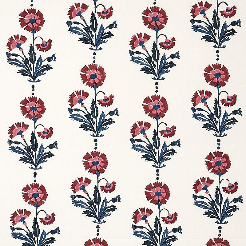 Dianthus Hand Block Print Indigo & Iron 179741 by Schumacher Designer Fabric Molly Mahon 7.0" - Swanky Fabrics -