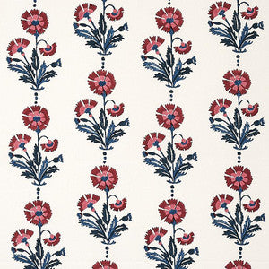 Dianthus Hand Block Print Indigo & Iron 179741 by Schumacher Fabric