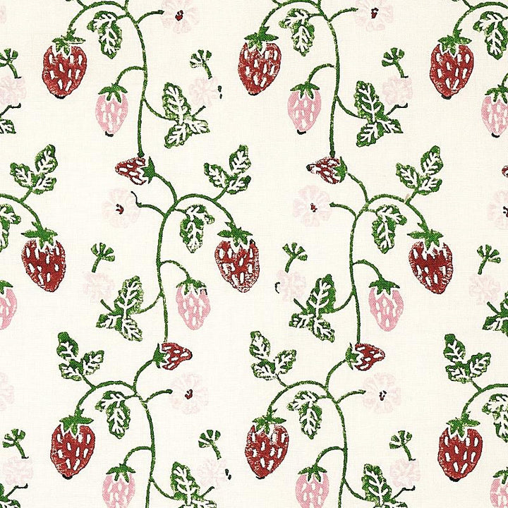 Strawberry Hand Block Print Grass 179780 by Schumacher Fabric Molly Mahon 4.12" - Fabric Carolina -