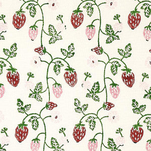 Strawberry Hand Block Print Grass 179780 by Schumacher Fabric