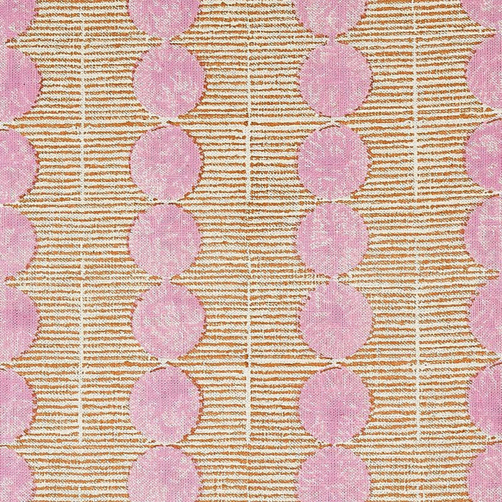 Sun Rise Hand Block Print Rose & Copper 179790 by Schumacher Designer Fabric Molly Mahon 3.88" - Swanky Fabrics -