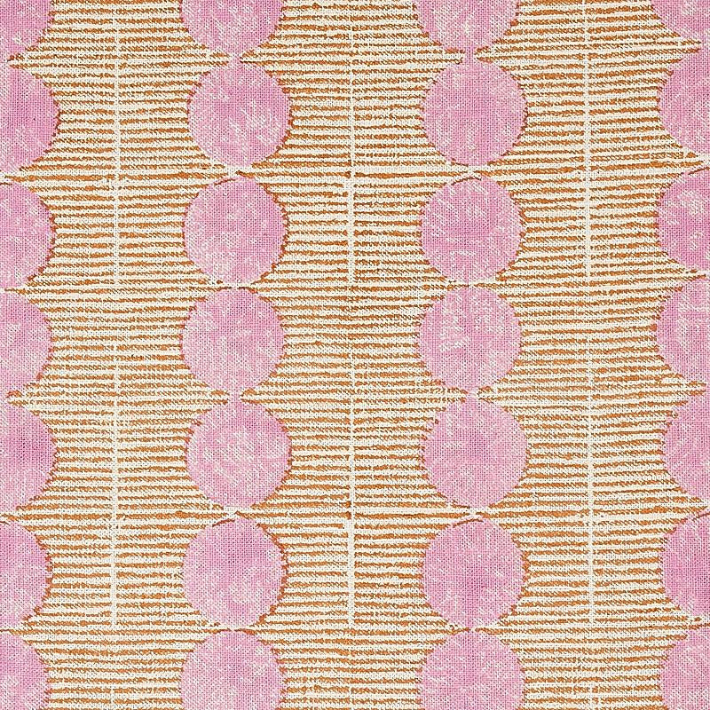 Sun Rise Hand Block Print Rose & Copper 179790 by Schumacher Fabric Molly Mahon 3.88" - Fabric Carolina -