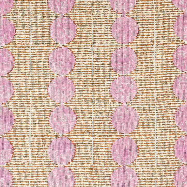 Sun Rise Hand Block Print Rose & Copper 179790 by Schumacher Fabric Molly Mahon 3.88" - Fabric Carolina -