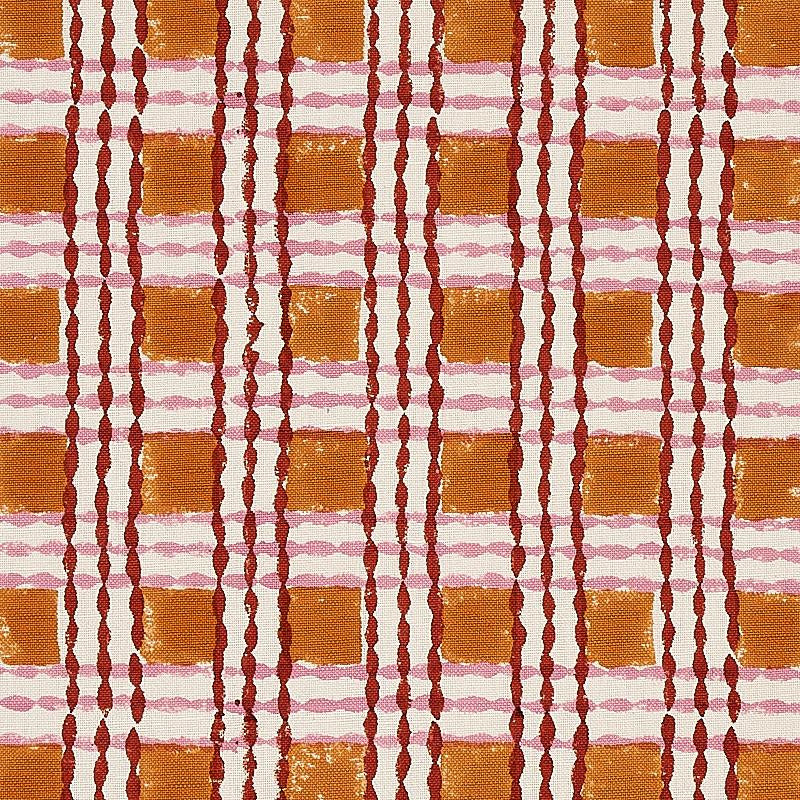 Trellis Hand Block Print Copper & Rose 179802 by Schumacher Fabric Molly Mahon 1.62" - Fabric Carolina -