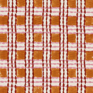 Trellis Hand Block Print Copper & Rose 179802 by Schumacher Fabric